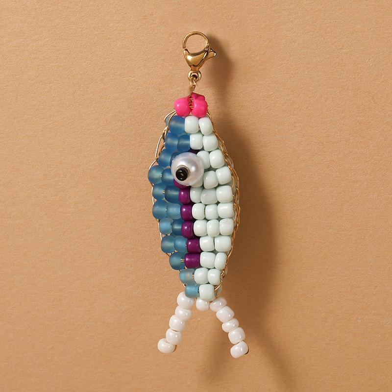 European Style Beaded Fish Keychain - Colorful, Handmade, Trendy Accessory for Car Keys