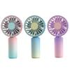 Милый мини-вентилятор, перезаряжаемый через USB, 3 скорости, мини-портативный вентилятор, 500 мАч, уличный ручной вентилятор для путешествий, красочный градиент для студенческого общежития