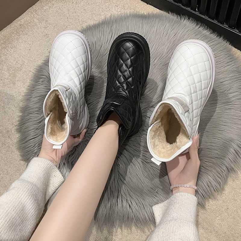 Зимние сапоги на платформе женские осенние и зимние новые бархатные термоботинки женские студенческие водонепроницаемые хлопковые сапоги женские