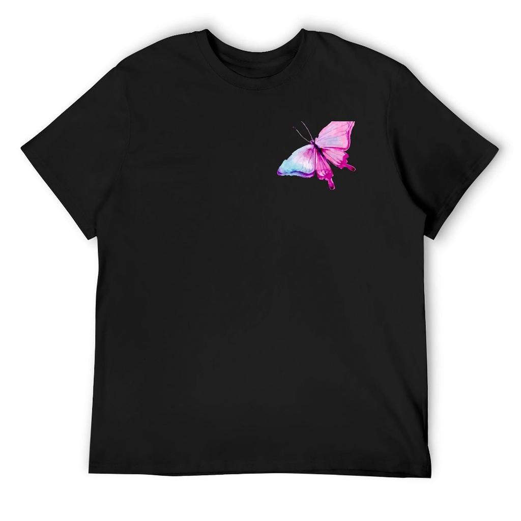 pink butterfly T-Shirt custom shirt boys whites summer clothes oversized t shirt men