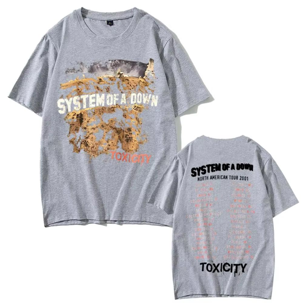 Винтажные Футболки Рок-Группы System of A Down Тур Toxicity Мужские Женские Готические Панк-Рок Футболки Летние Хип-Хоп Оверсайз Футболки
