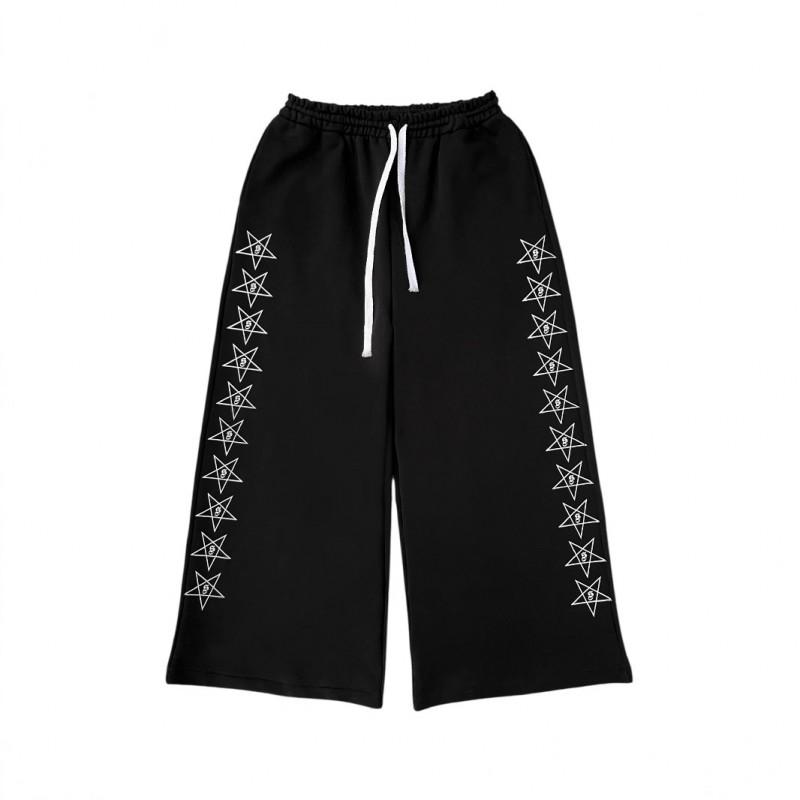 American Vintage Stretch Cord Sweatpants Star Print Loose Fit Streetwear Hip Hop Pants Men Women