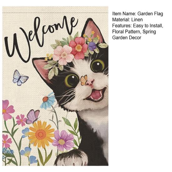 Весенний садовый флаг, двухсторонний льняной цветочный флаг, наружный декор, привет весна