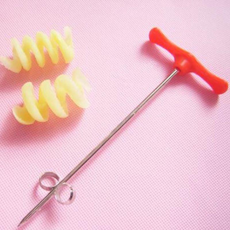 Многофункциональная овощерезка-спирализатор, изготовленная из нержавеющей стали и красной пластиковой ручки