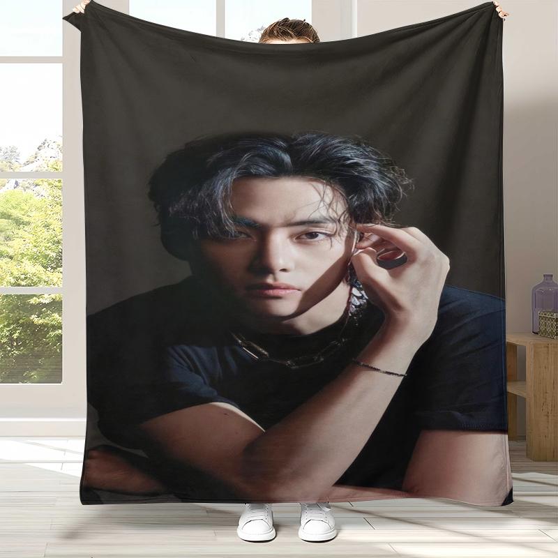 Ким Тхэ Хён V Kpop B-BTS Фланелевое одеяло, Ультрамягкий теплый плюшевый плед для дома, спальни, кровати, дивана, офиса, кемпинга, пикника
