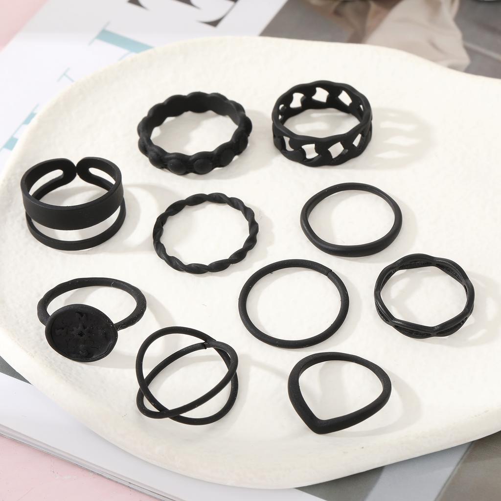 Модное Темпераментное Черное Полое Кольцо Элегантная Линия Ночной Клуб Вечеринка Кольцо Парное Подходящее Кольцо