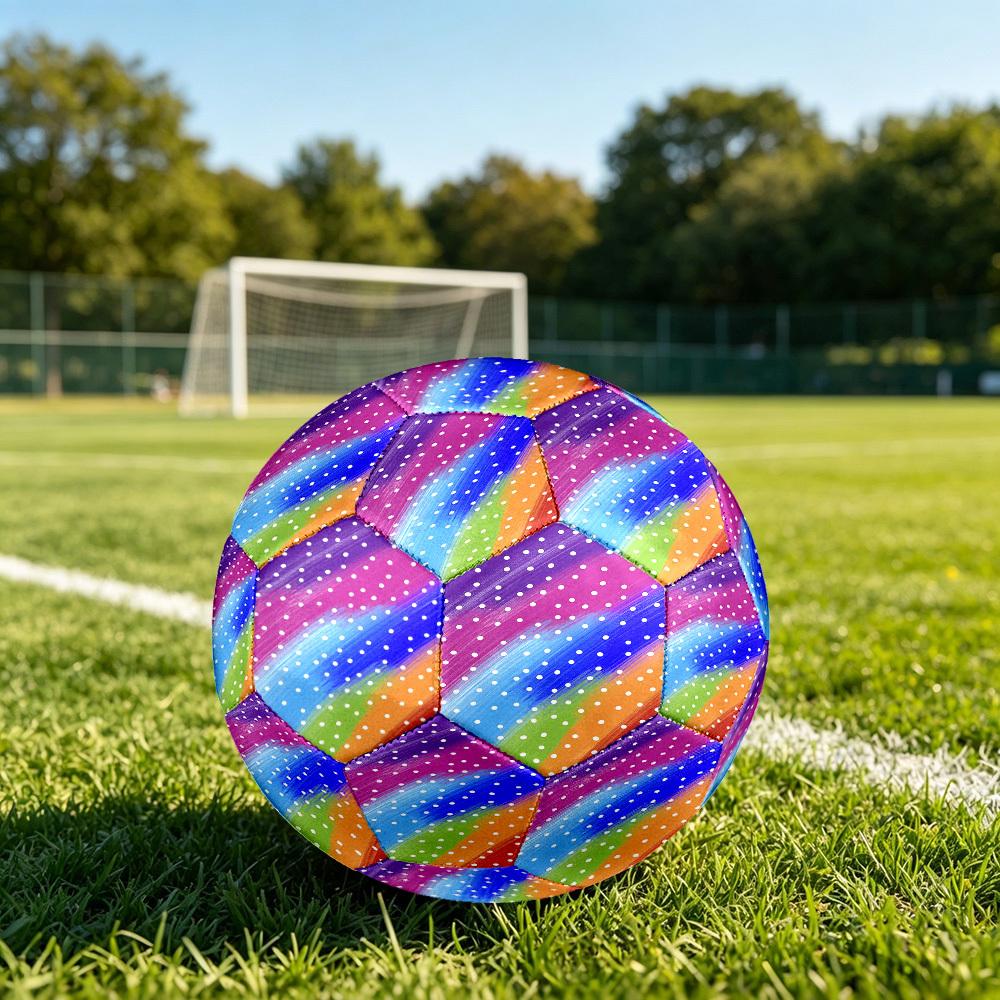 1pc Polka Dot Rainbow Size 5 Soccer Ball Professional Match Training Football Indoor &Outdoor Sports Ball Lightweight Durable m6522