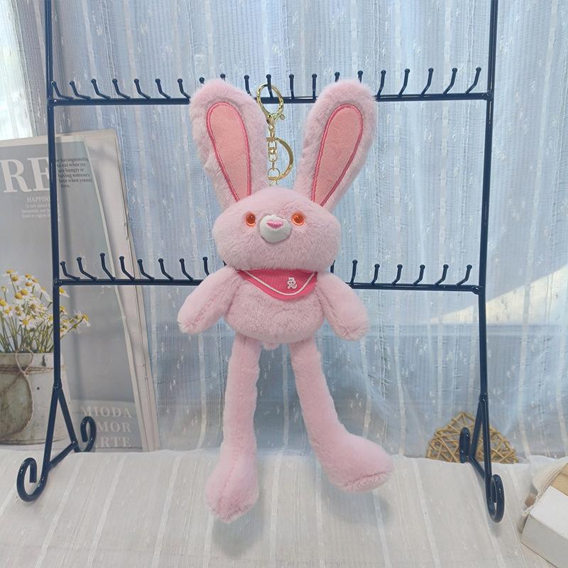 Pulling Ears Rabbit Plush Toy Bag Pendant Bunny Doll Children Keychain Gifts