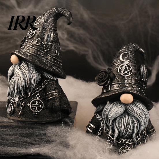 Unique Outdoor Witchy Gnome Halloween Gothic Resin Figurine, Dark Faceless Wizard Doll for Durable Lawn Figurine Desk Shelf, Spooky Home Decor