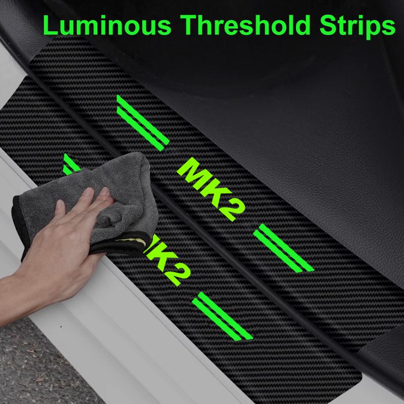 ADMVN1 Luminous Auto Door Sill Protect Decals Anti Scratching, for Volkswagen VW MK2 Emblem Car Threshold Strip Welcome Pedal Sticker