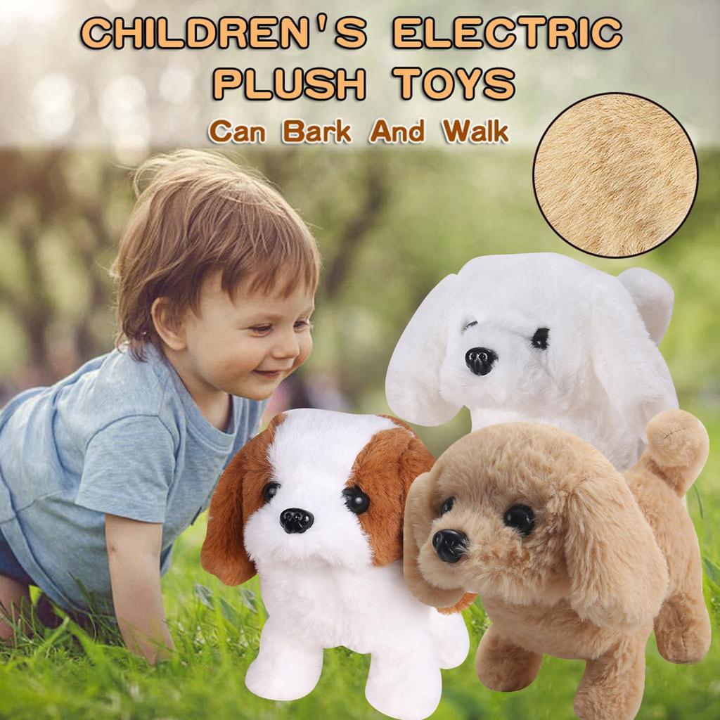 Плюшевая игрушка-щенок с электрической имитацией может лаять и ходить с хвостом