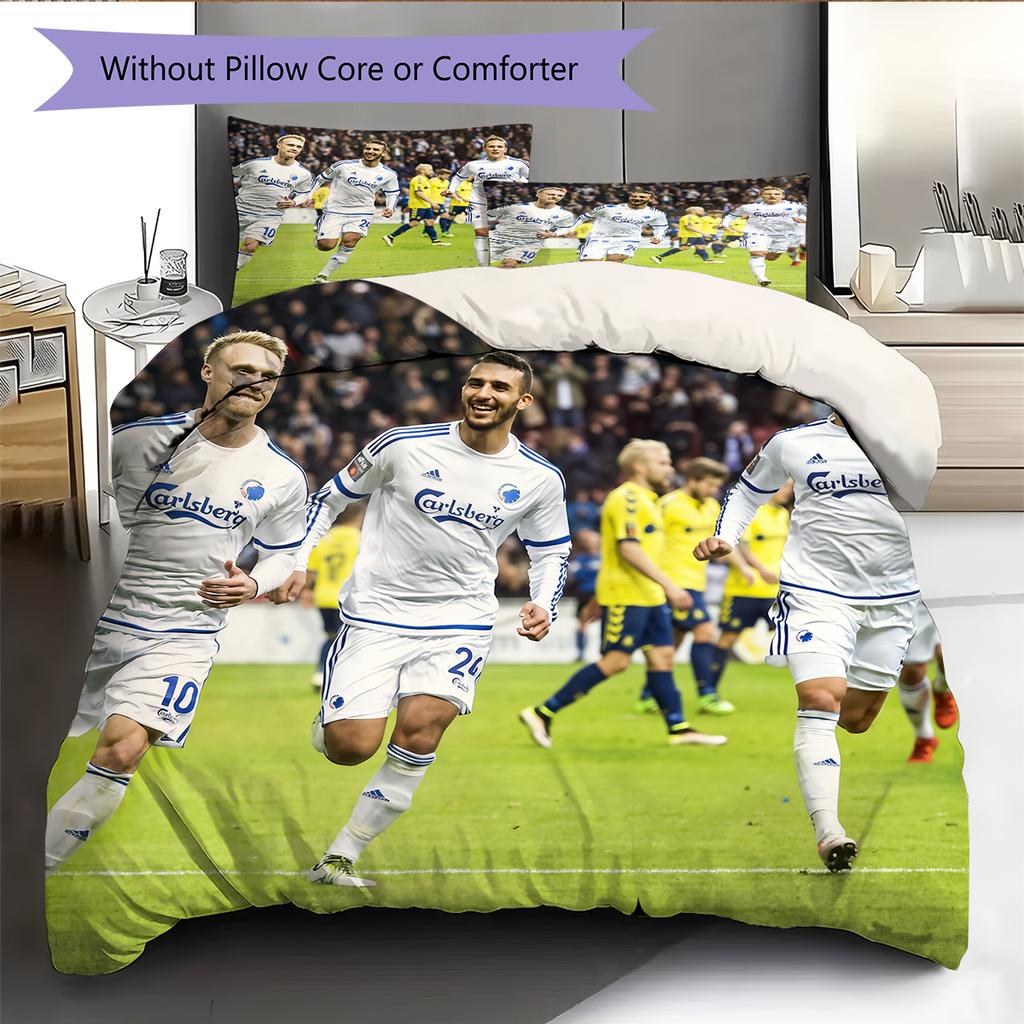 Copenhagen Football Club Pattern Bedding Home Decoration Birthday Gift (1 * duvet cover + 2 * pillowcase, without core)
