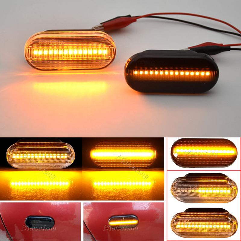 2x Side Marker Light For Seat Ibiza 6L Cordoba Toledo Leon 1M Skoda Octavia Dynamic LED Turn Signal Flashing Indicator Blinker