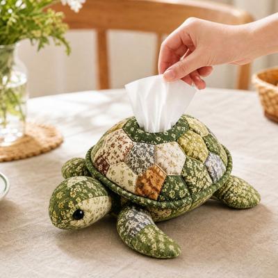 Набор для шитья DIY: Тканевая коробка для салфеток с мягкой крышкой, открывающейся сверху, Диспенсер для салфеток на тему морских животных, Многоцелевые лоскутные дизайны, для дома, автомобиля, офиса