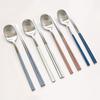 Domestic Blue Table Ceramic Color Premium 4-person Cutlery Set, Gray + Cream + Mocha + Navy, Korean Popular Tableware