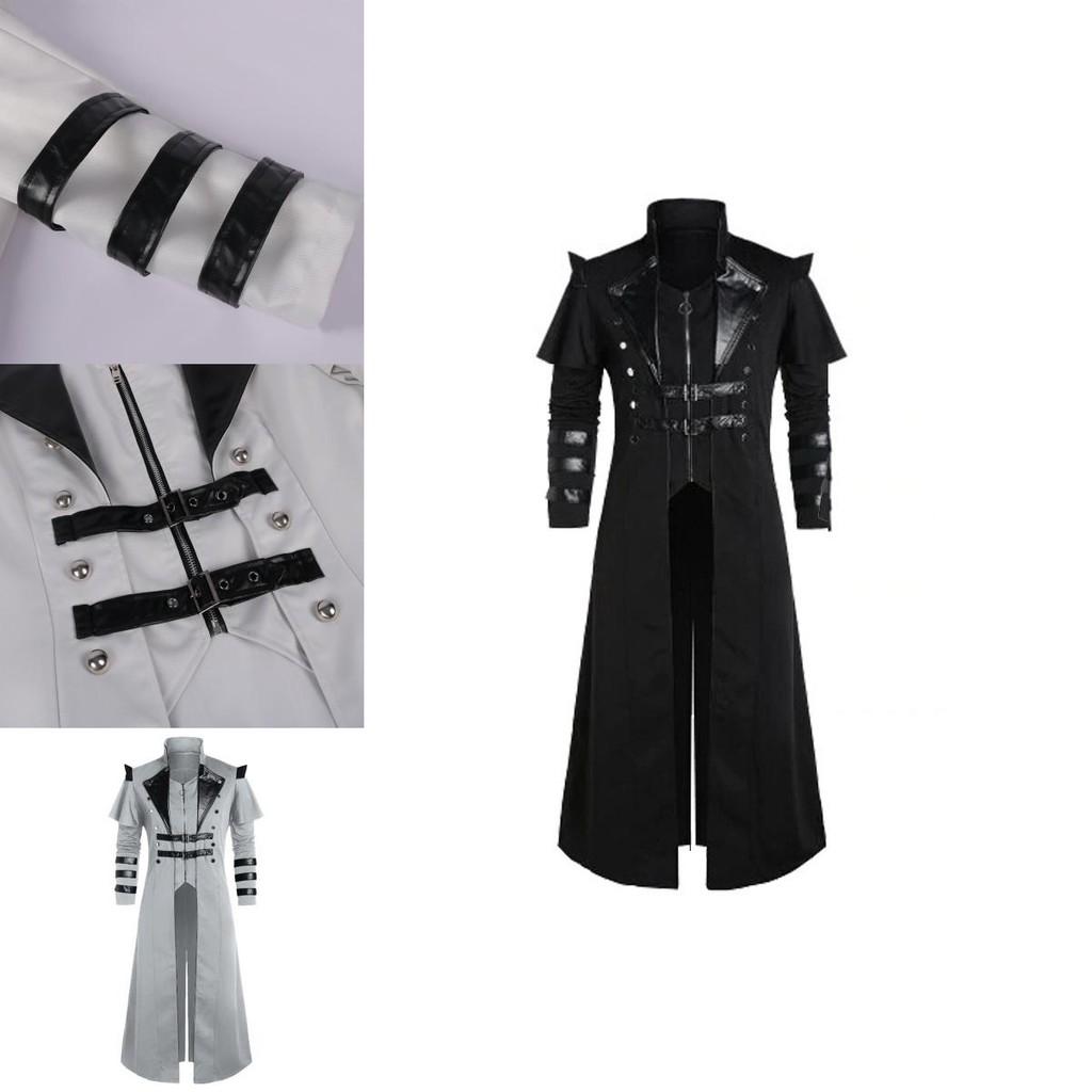 Ретро Длинное Шерстяное Пальто с Разрезом для Сценических Постановок и Модных Фотосессий