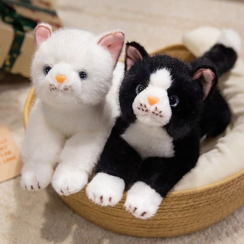 32см симуляция новая кукла кошка в положении лежа мягкая плюшевая игрушка мультяшный аниме милая подушка подушка для детского подарка на день рождения забавная кукла