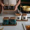 Japanese Kitchen Frosted Seasoning Pot Set Two Pack Marble Ceramic Household Combined Seasoning Box Salt Sugar Seasoning Bottle