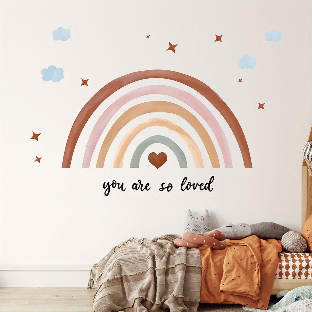 1Pc Cartoon Heart Star Cloud Rainbow Furniture Wall Stickers Baby Room Decor for Bedroom Decoration Living Room Wall Decal