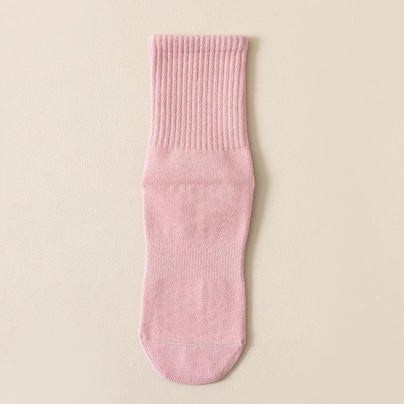 Женские весенне-осенние однотонные профессиональные нескользящие носки средней длины для упражнений, пилатеса, йоги на полу