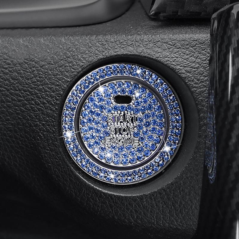 Набор из 2 предметов, кнопка запуска автомобиля, алмазные наклейки с внешним кольцом, декор, круглые планки, защитный чехол, блестящий автомобиль