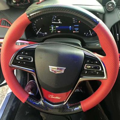 Для Cadillac ATS ATS-L 2013- CTS ELR 2014-2018 Ручная прошивка Нескользящая Напапи Кожа Углеродное волокно Чехол на руль автомобиля