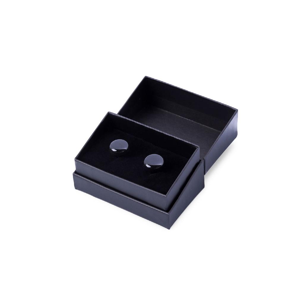 Черная однотонная круглая запонка