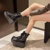 Fashion 6.5CM New Boots for Women Fashion Hot Sale Punk Goth Platform Heels Wedge Autumn Women's Boots Casual Goth Punk Women's Shoes