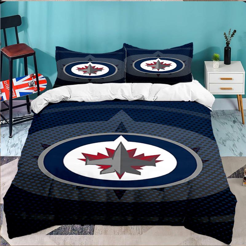 Winnipeg Crest Hockey 3PCS Bedding set,Ideal for 1pc Duvet Cover And 2pcs Pillowcases Perfect for Fan gift,Ideal for Bedroom, Dormitory