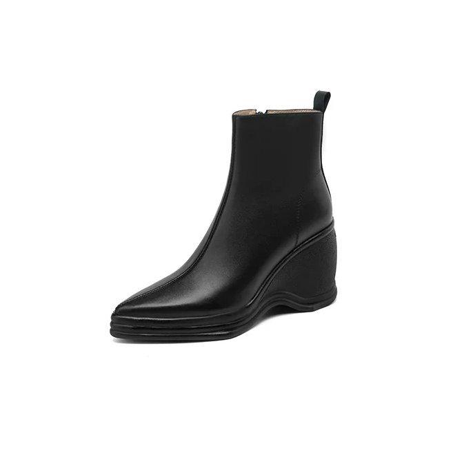 2024 Осень/Зима Новые Французские Ретро Ботильоны на Остром Каблуке-Клинке Женские Ботильоны на Высоком Каблуке с Боковой Молнией Модные Ботильоны на Платформе