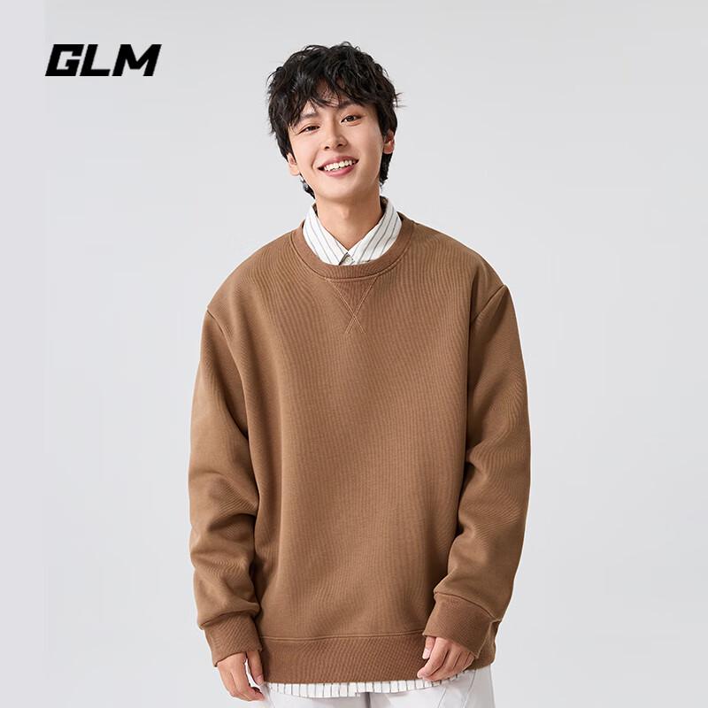 GLM Men's Loose Fit Crewneck Letter Print Sweatshirt