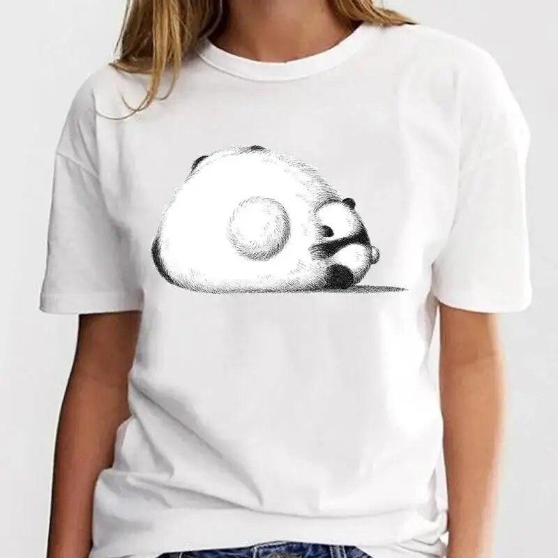 New Panda Lovely Cute T-shirt Clothing Cartoon Graphic Print Short Sleeve Fashion Casual Plus Size T Shirt Women