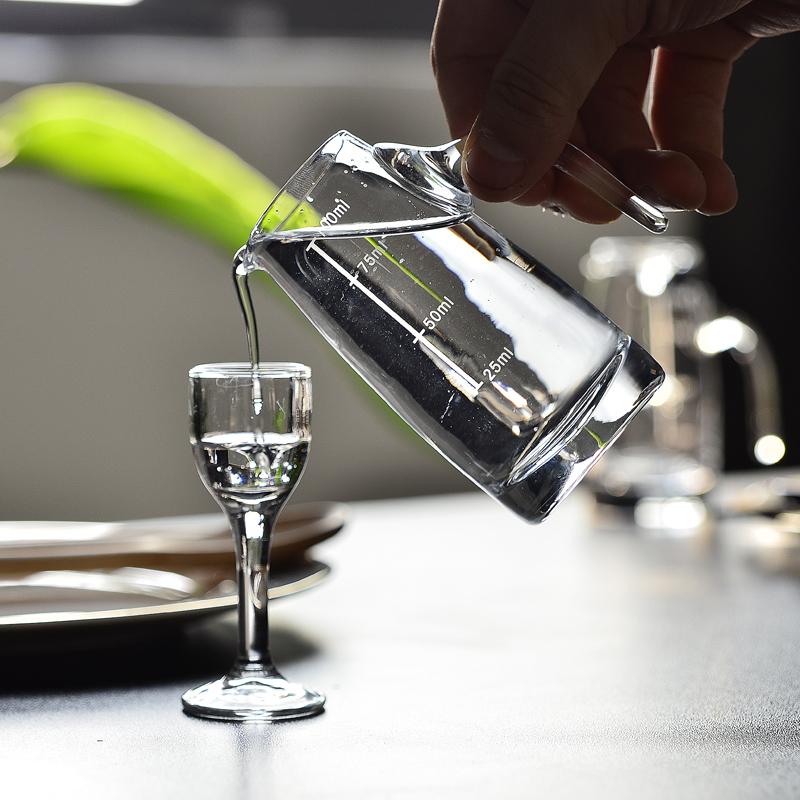 Китайский набор байцзю Стеклянный кувшин 100 мл с рюмкой 12 мл с измерительной шкалой Прозрачный диспенсер для вина для домашнего бара