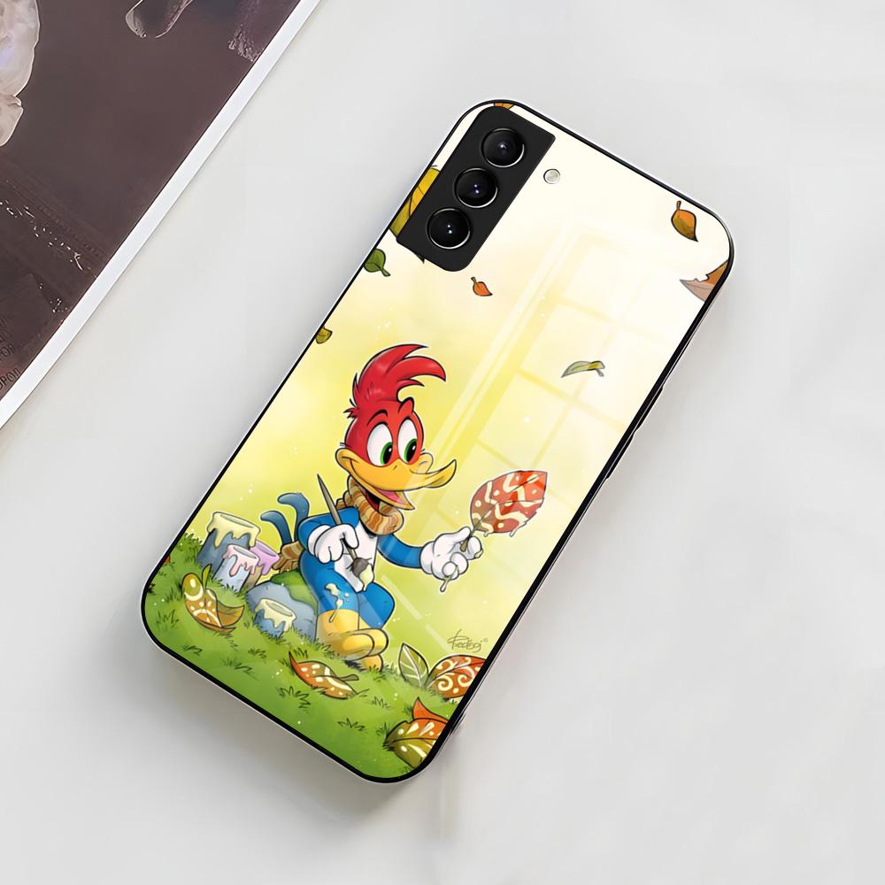 Чехол для телефона Дятел Вуди для Samsung A56 A36 A26 A16 A15 A25 A35 A55 A14 A34 A24 A54 Стеклянный Чехол