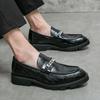Мода Модные На Толстой Подошве Деловые Кожаные Мужские Туфли Бренд Удобные Классические Лоферы Итальянский Стиль Элегантные Повседневные Кожаные Туфли