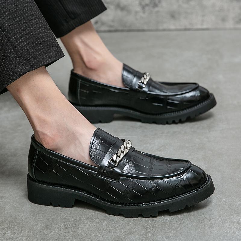 Мода Модные На Толстой Подошве Деловые Кожаные Мужские Туфли Бренд Удобные Классические Лоферы Итальянский Стиль Элегантные Повседневные Кожаные Туфли