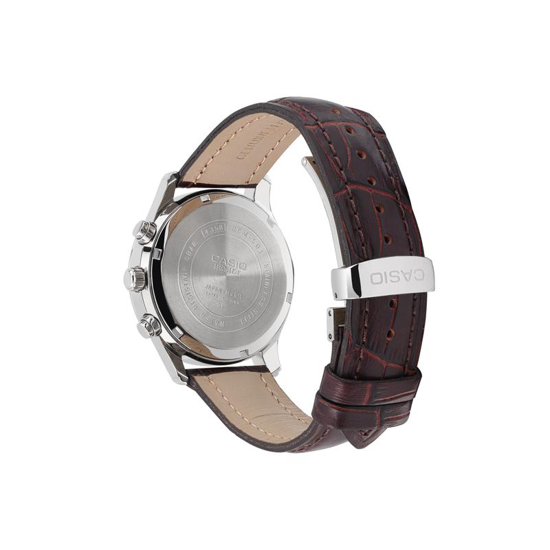 Casio STANDARD Series Модный классический секундомер с индикацией дня недели, водонепроницаемый, кварцевый механизм, ремешок из натуральной кожи, японское и корейское производство, BEM-501L-7AV