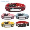 Customizable Weave Leather Dog Collar Personalized Dog Tag Engraved Puppy Nameplate Collar Adjustable For Small Medium Large Dog