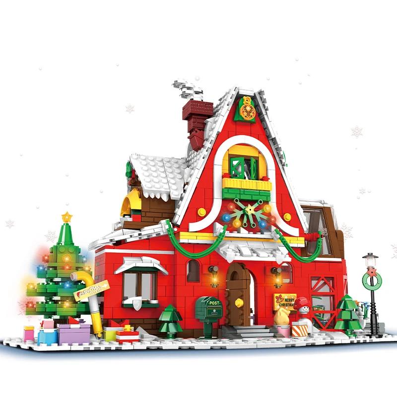 City Creativity Winter Village Christmas House Christmas ART House Model Building Blocks Bricks Kids Toys Christmas Gift