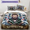 3PC Custom Name Barber Shop Vintage Bedding Set Printed  Bedding Set Duvet Cover Closure Includes 1 Duvet Cover & 37 Pillowcases for Bedroom