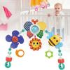 Baby Stroller Arch Toy Adjustable Clips Foldable Rotatable Windmill Sun Butterflies Bee 0-1 Years Old Educational Toddlers Crib Arch Toy Baby Gift