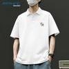 Jeanswest Men's Guochao Cuban Collar Pique Polo Shirt