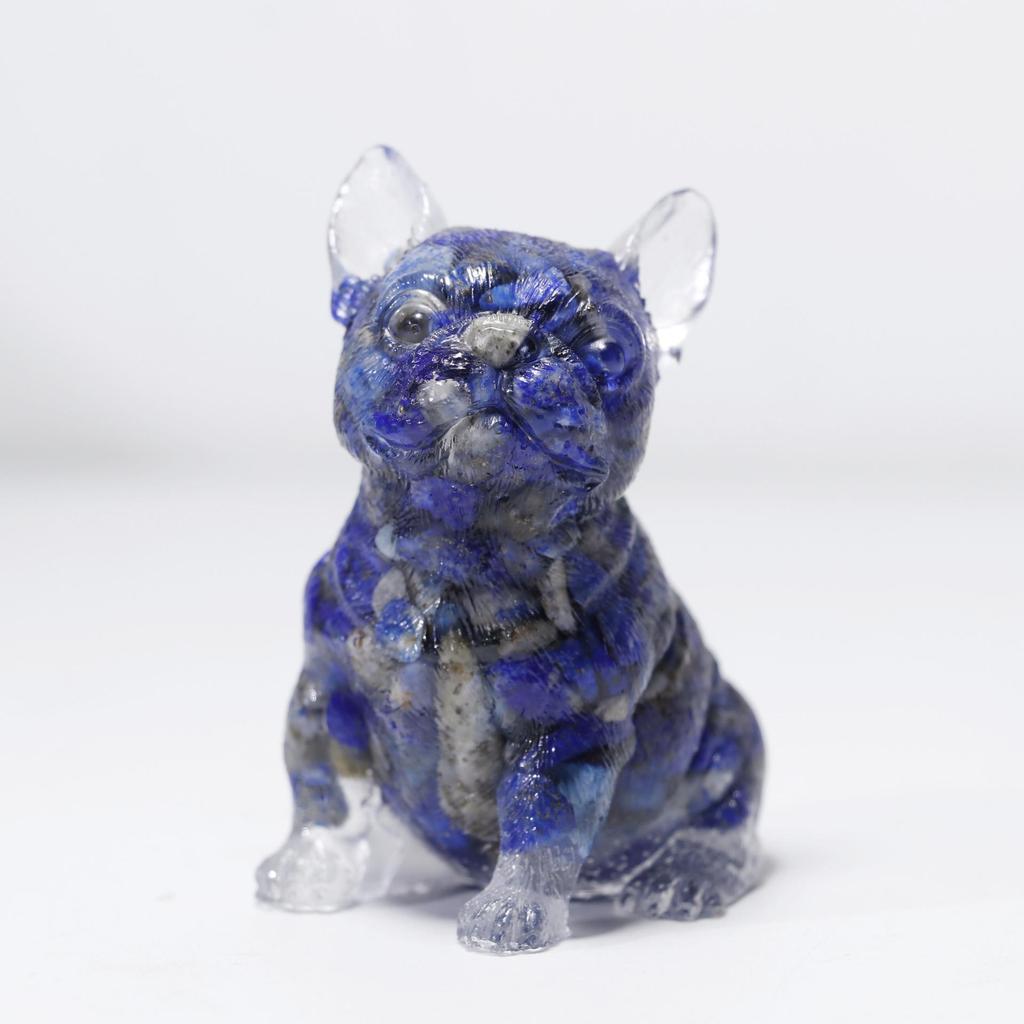 Charming Wangcai French Bulldog Figurine: Crystal Chip Stone Resin Craft