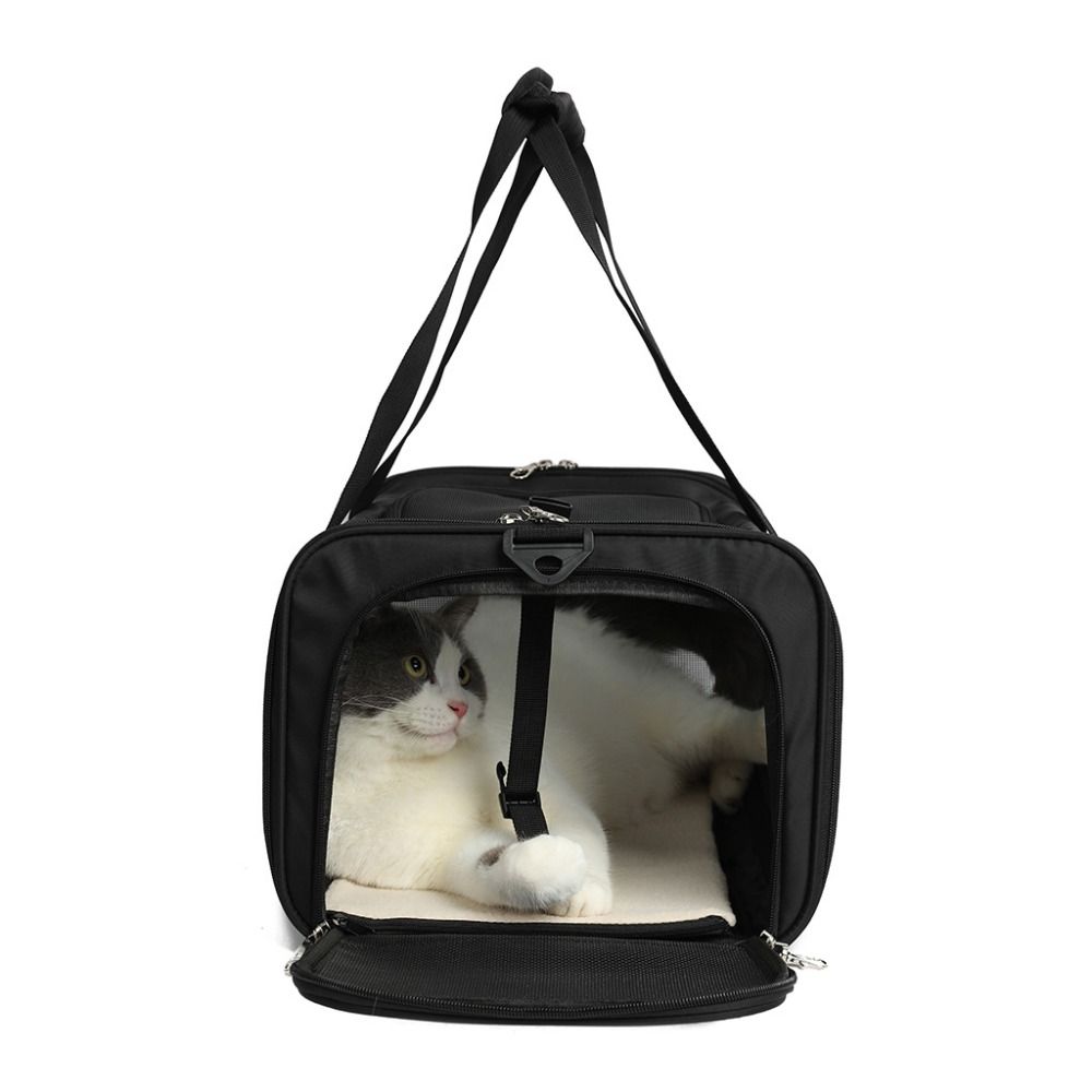 Lightweight Canvas Pets Travel Handbag Breathable Large Capacity Cat Bag Foldable Portable Pet Airline Bag Cat