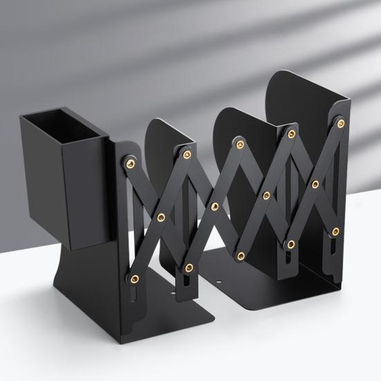 Metal Bookend Retractable Desktop Book Stand Space-saving Book Organizer Holder for Home School Office