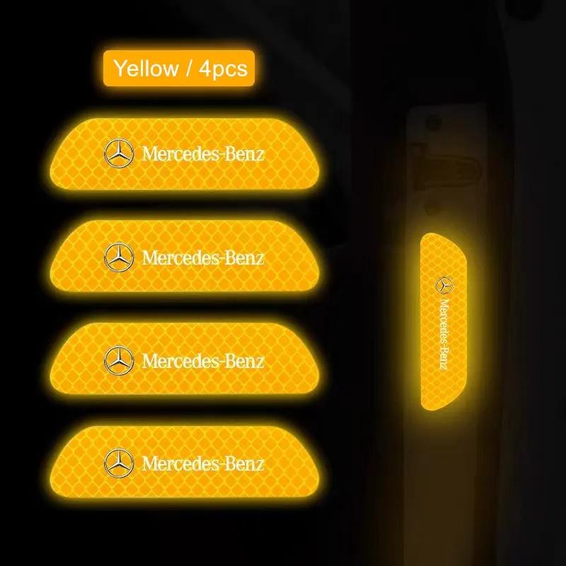 2025 Hot 4PCS Car Door Reflective Sticker Warning Reflector Sticker Decal Auto Styling for Mercedes benz A B C E G CLA GLK CLASS