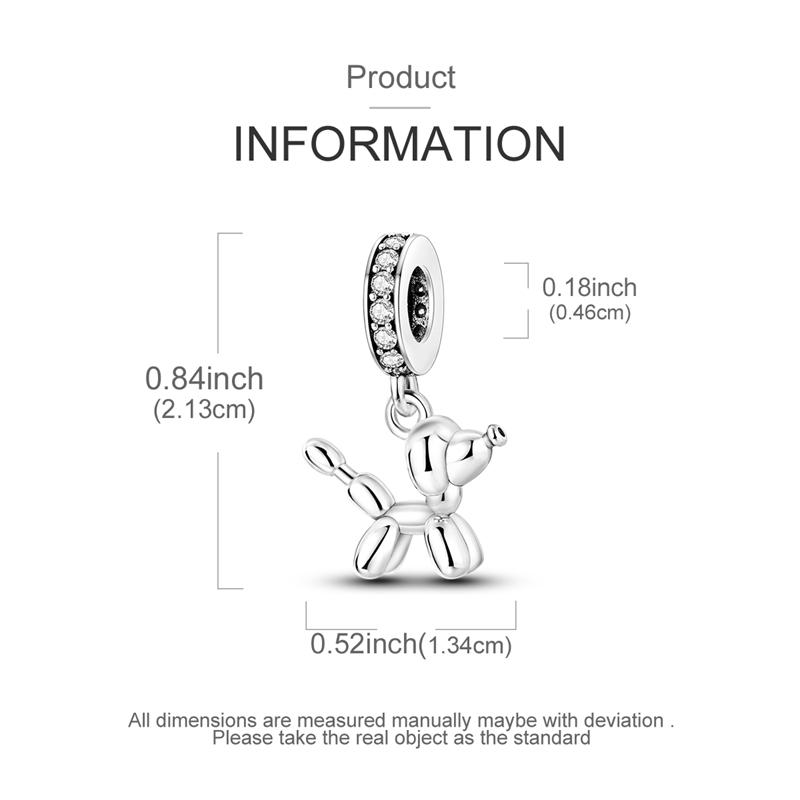 Оригинальный медный шарм-бусина золотистый пудель собака из воздушных шаров питомец подвеска подходит для оригинального браслета для женщин DIY ювелирный подарок