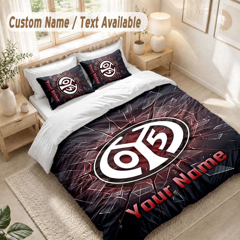 Custom Name Bedding Set 3 PiecesMainz 05 Print Duvet Cover + 2 Pillowcases Soft Bed Decor