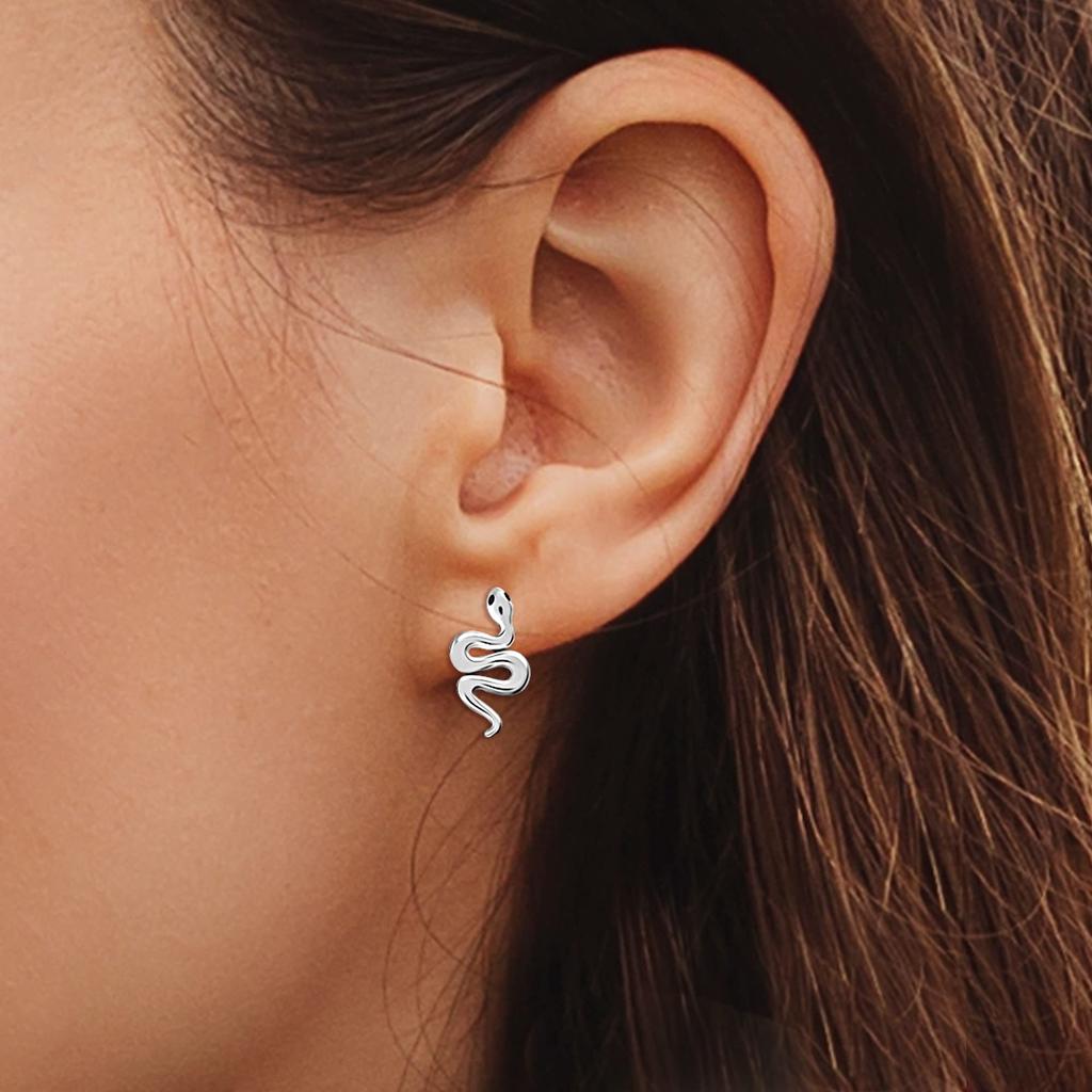 Легкие серьги-гвоздики в виде змеи из стерлингового серебра 925 пробы