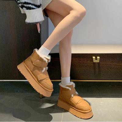 2024 Брендовая женская обувь Короткие плюшевые женские сапоги Модные пошивочные повседневные ботинки Женские горячие продажи Круглый носок Теплые зимние сапоги